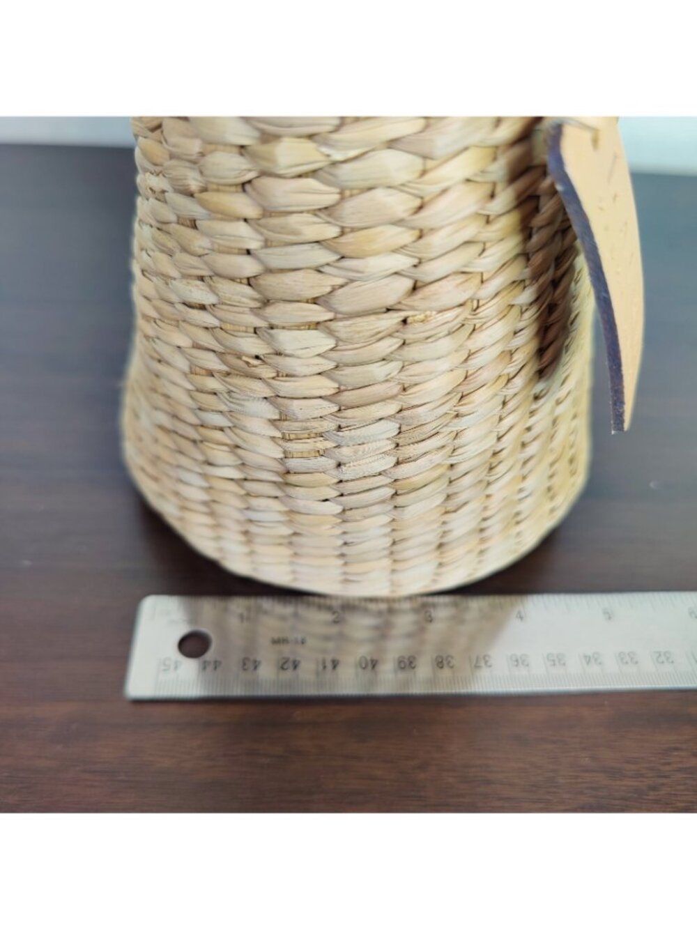 Ralph Lauren Straw Tote Bag Beige Leather Handle Basket Perfect SUMMER - Picture 9 of 11